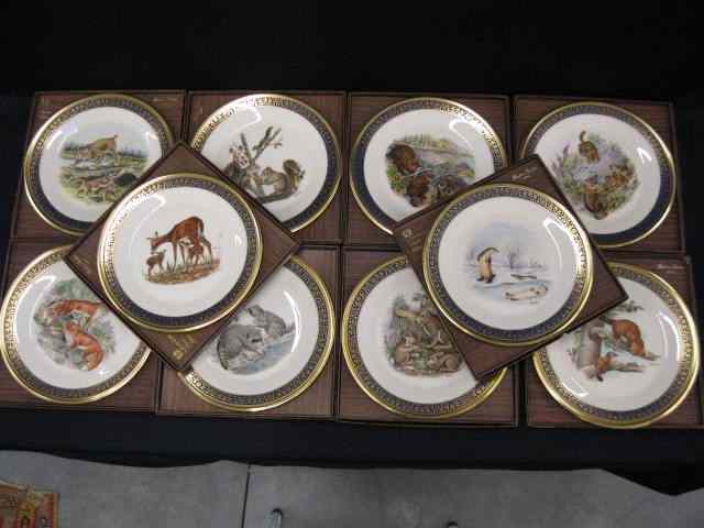 Appraisal: Set of Lenox Boehm ''Woodland Wildlife''Plates various animals eleborate gold