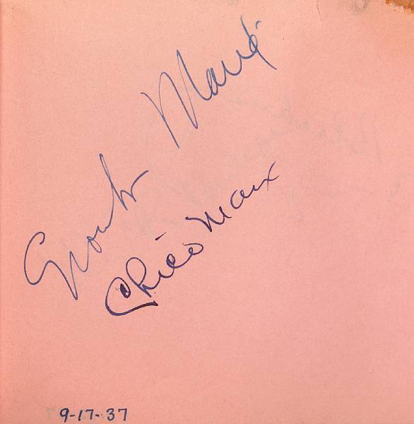 Appraisal: An autograph book with Clara Bow Clark Gable Chico amp