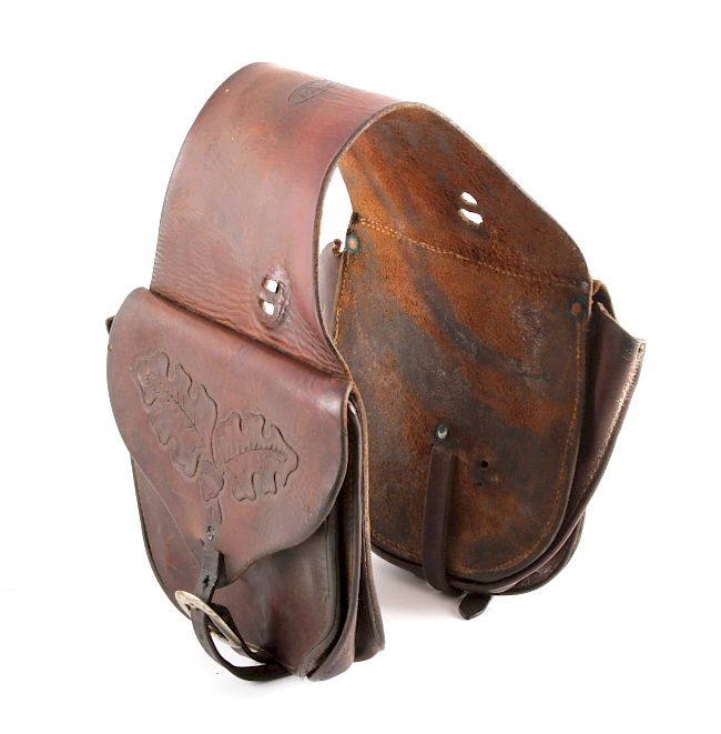 Appraisal: Carved Leather Western Saddlebags Livingston MT This is a pair