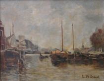 Appraisal: E Bertrand th th Century A harbor scene Painted in