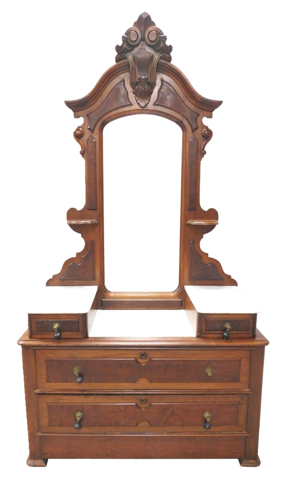 Appraisal: Victorian marble-top chest with attached mirror late th early th