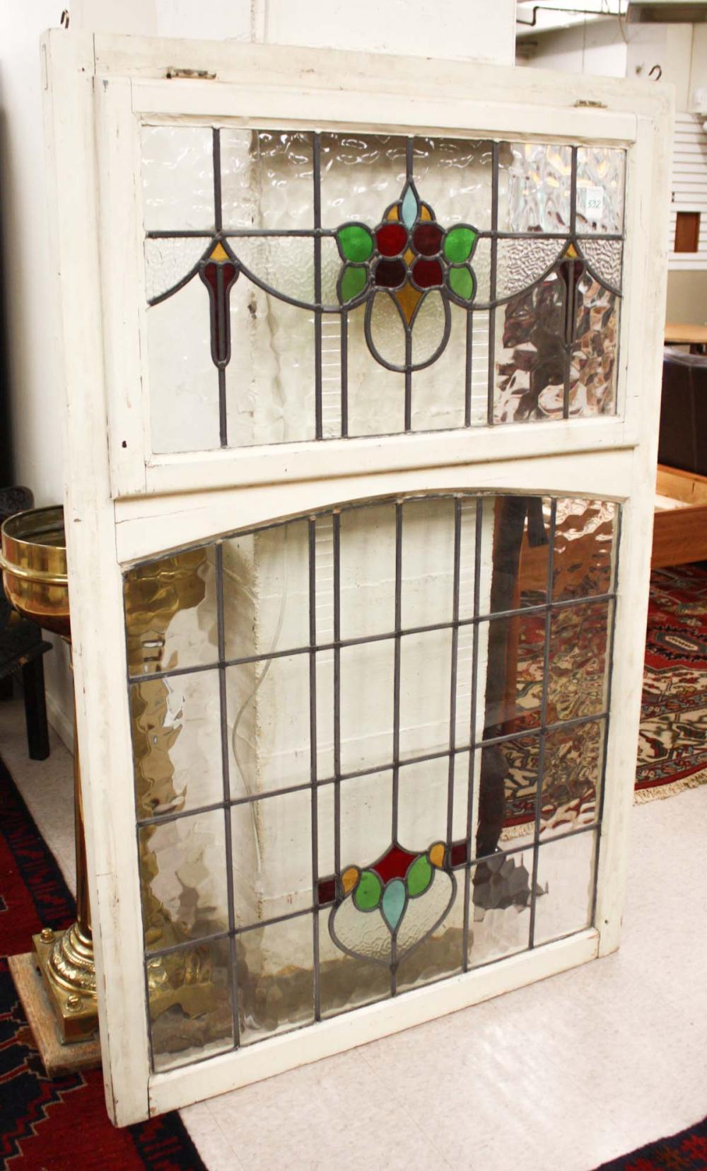 Appraisal: STAINED AND LEADED GLASS WINDOW English nd quarter th century