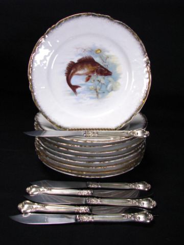 Appraisal: Set of nine inch Austrian Porcelain fish plates marked Victoria