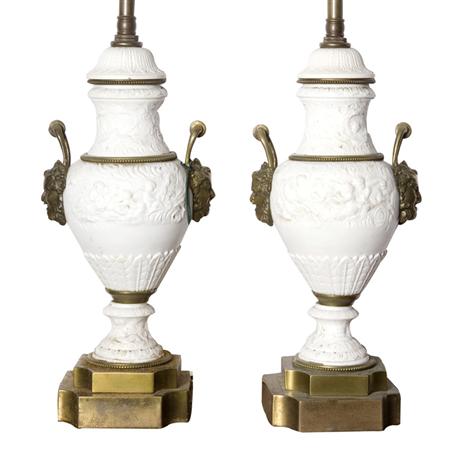 Appraisal: Pair of Neoclassical Style Composition and Gilt-Metal Lamps Estimate -