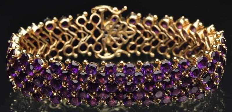 Appraisal: K Y Gold Faceted Amethyst Bracelet Beautiful purple color and