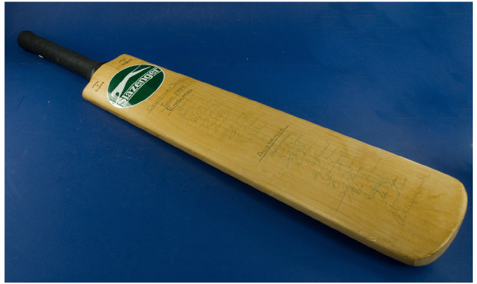 Appraisal: Slazenger Signed Cricket Bat Written on the bat is Centenary