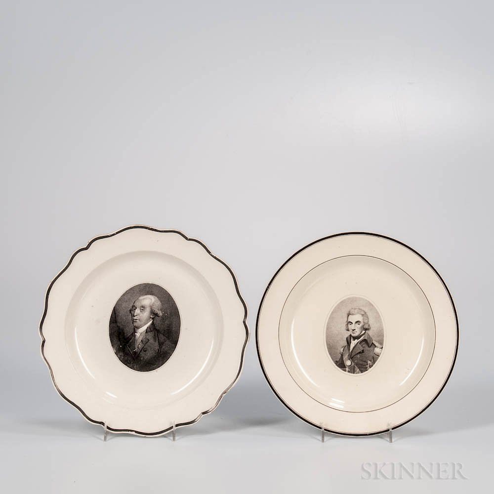 Appraisal: Two Herculaneum Creamware Commemorative Portrait Plates Two Herculaneum Creamware Commemorative