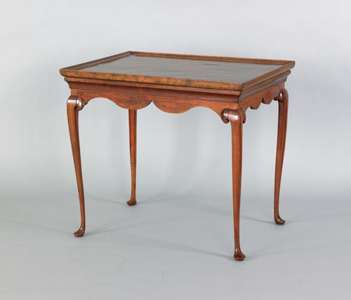 Appraisal: New England Queen Anne carved cherry tray top tea table