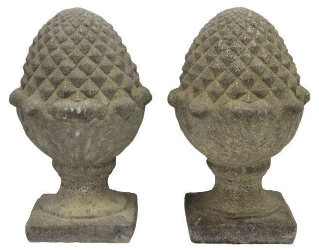 Appraisal: pair Architectural cast stone finials for gate piers in the