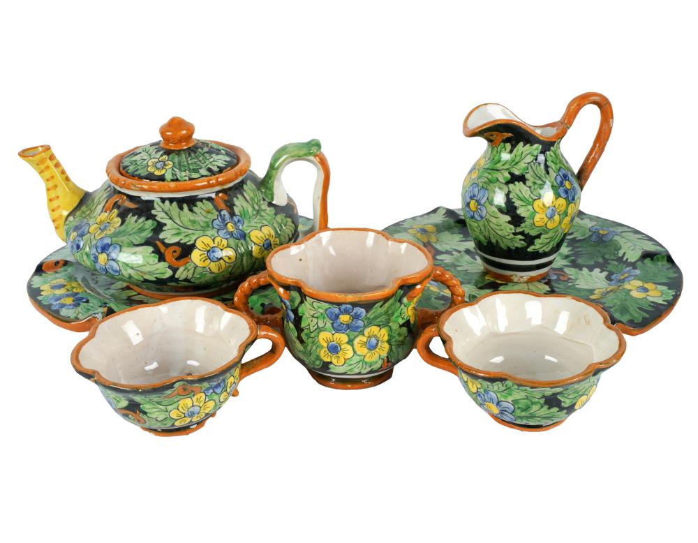 Appraisal: ITALIAN MAJOLICA PARTIAL SERVICEmarked Italy comprising six teacups six saucers