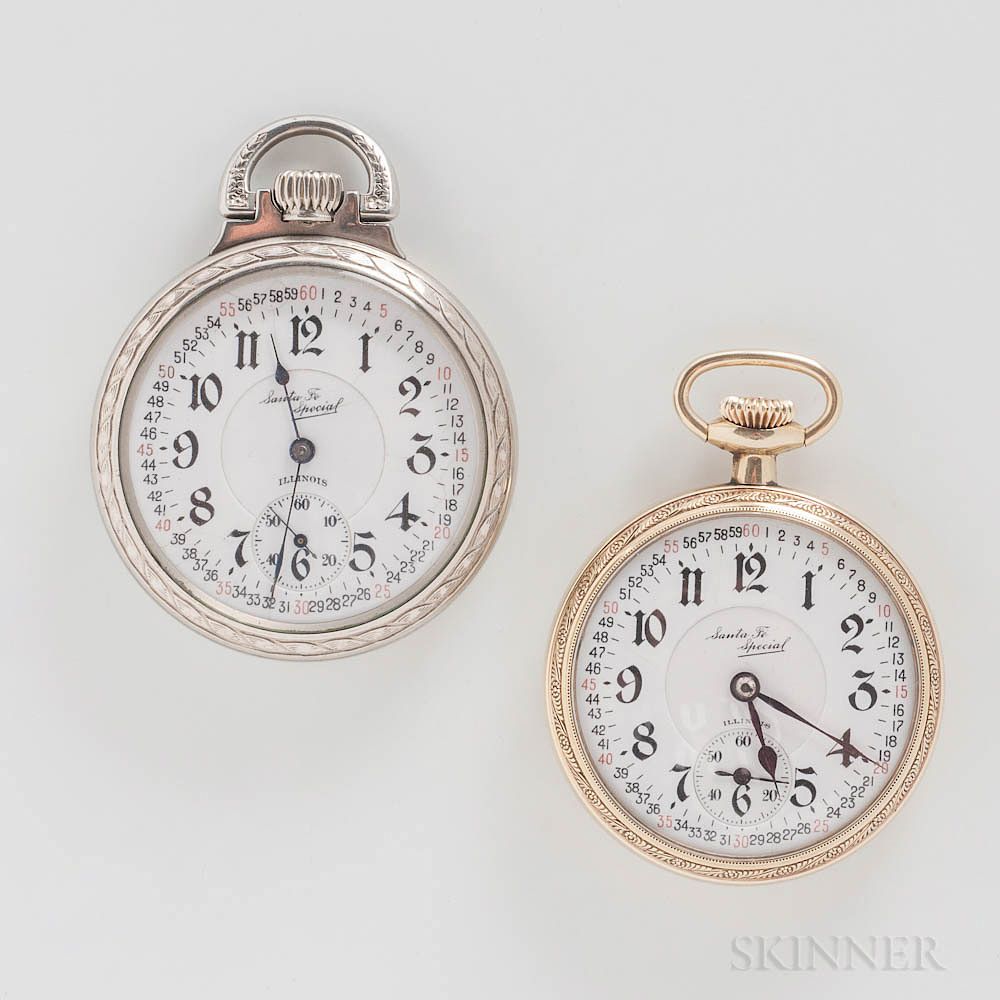 Appraisal: Two Illinois Watch Co Santa Fe Special Open-face Watches Two