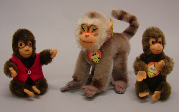 Appraisal: Lot of mohair monkeys Gray Coco with apricot felt face