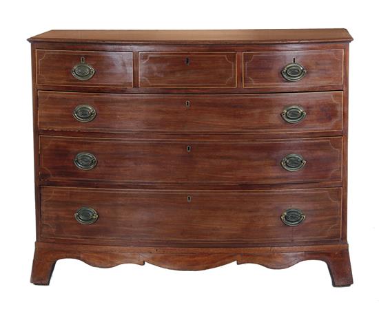 Appraisal: Georgie III inlaid mahogany bowfront chest of drawers early th