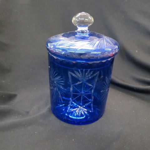 Appraisal: Cobalt Cut-to-Clear Biscuit Jar excellent