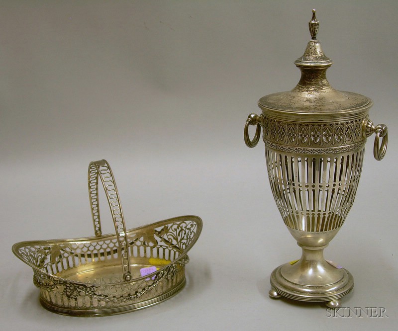 Appraisal: Two Pieces of Pierced Sterling Silver Tableware a Gorham reticulated