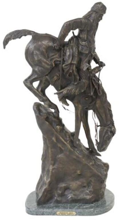 Appraisal: Patinated bronze sculpture Mountain Man signed in cast after Frederic