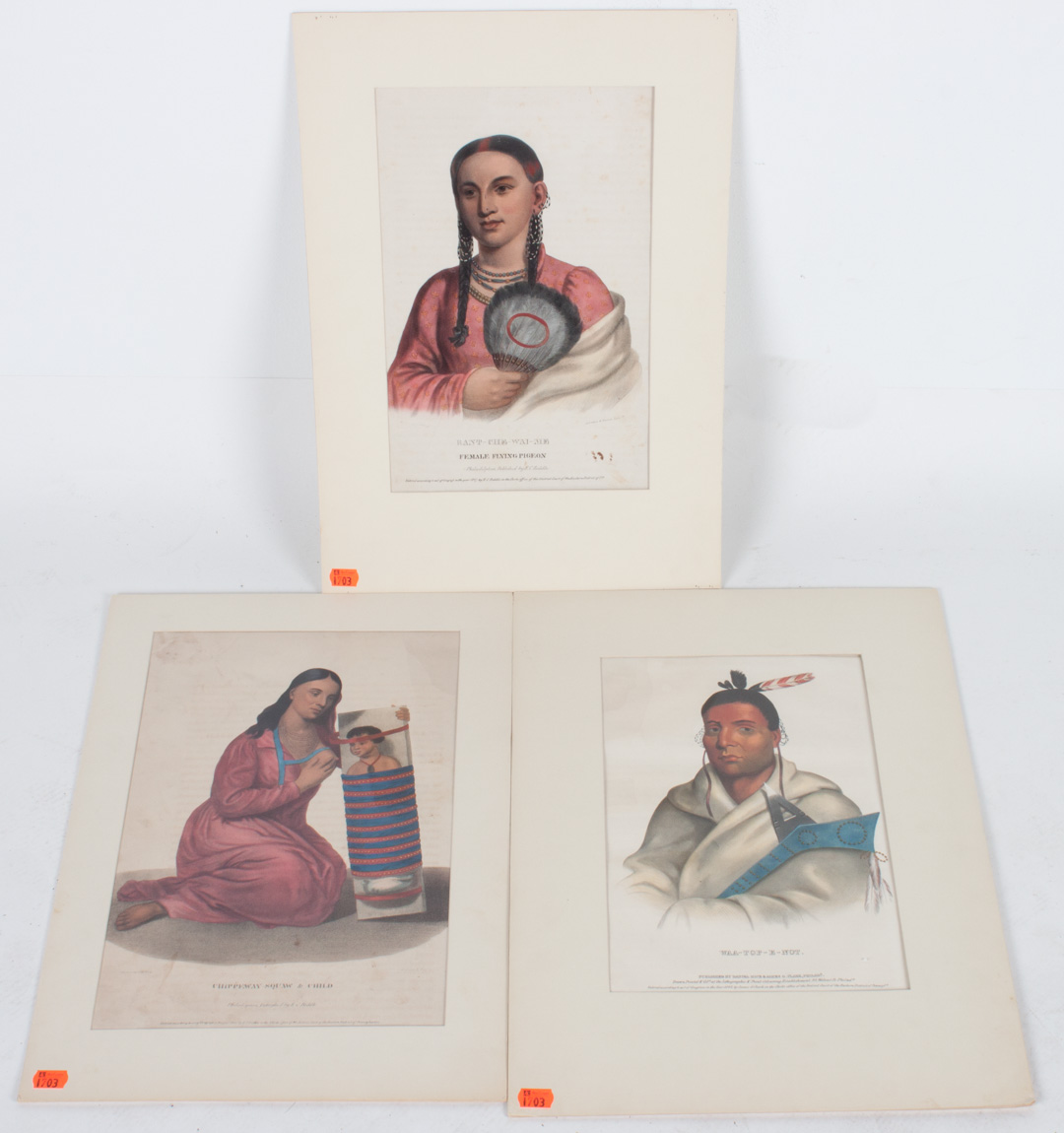 Appraisal: Three unframed th c Native American lithos Charles Bird King