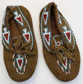 Appraisal: Quoddy beaded moccasins marked famous in oval stamp Quoddy beaded