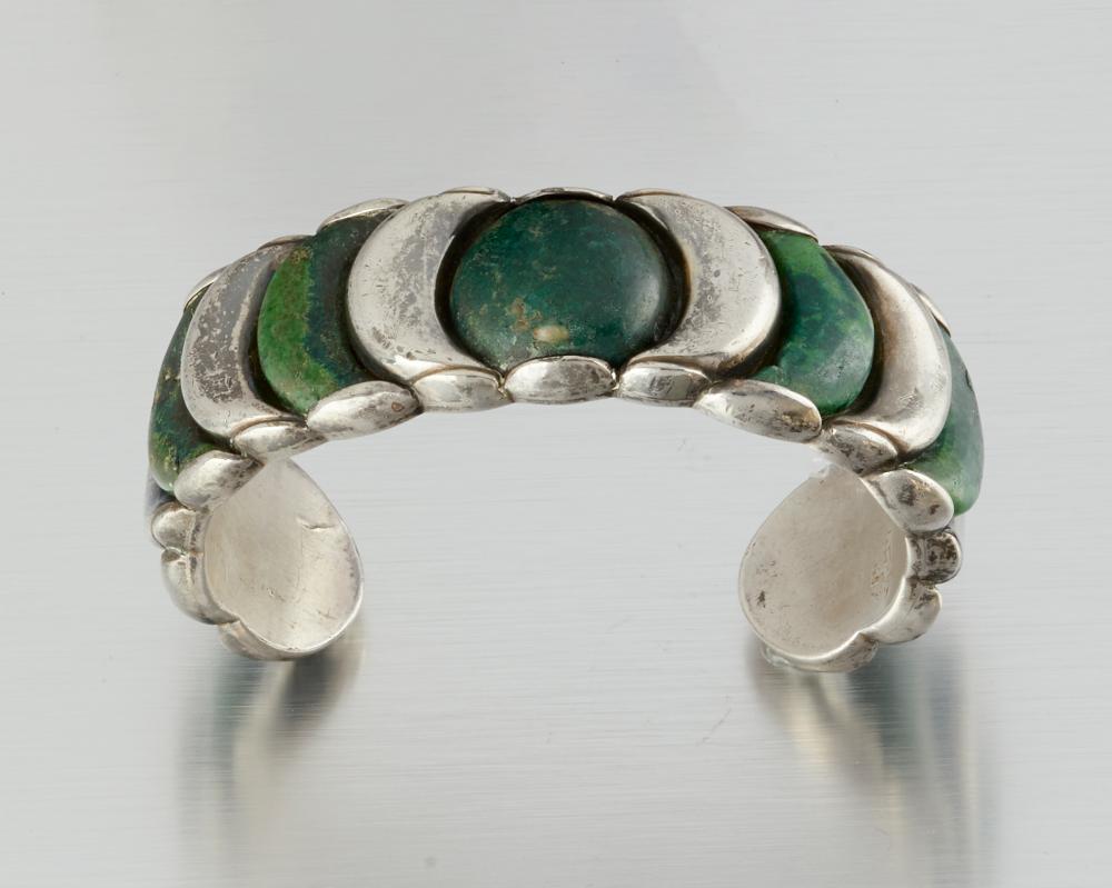 Appraisal: A William Spratling silver and hardstone cuff bracelet - First