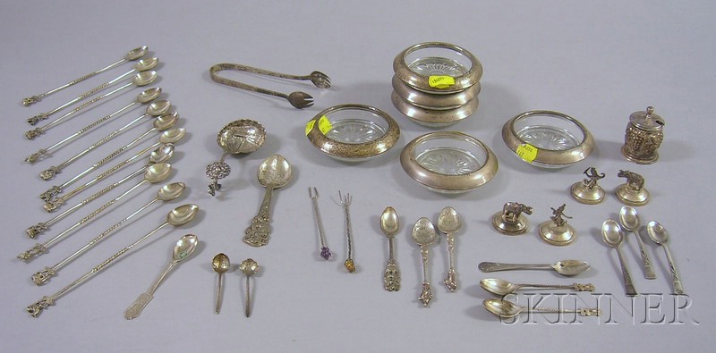 Appraisal: Group of Asian Sterling and Silver Plated Table and Decorative