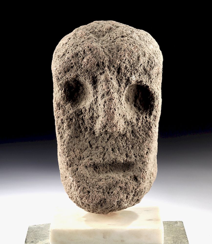 Appraisal: Maya Carved Basalt Mask Skull-Like Appearance Pre-Columbian Mexico and northern