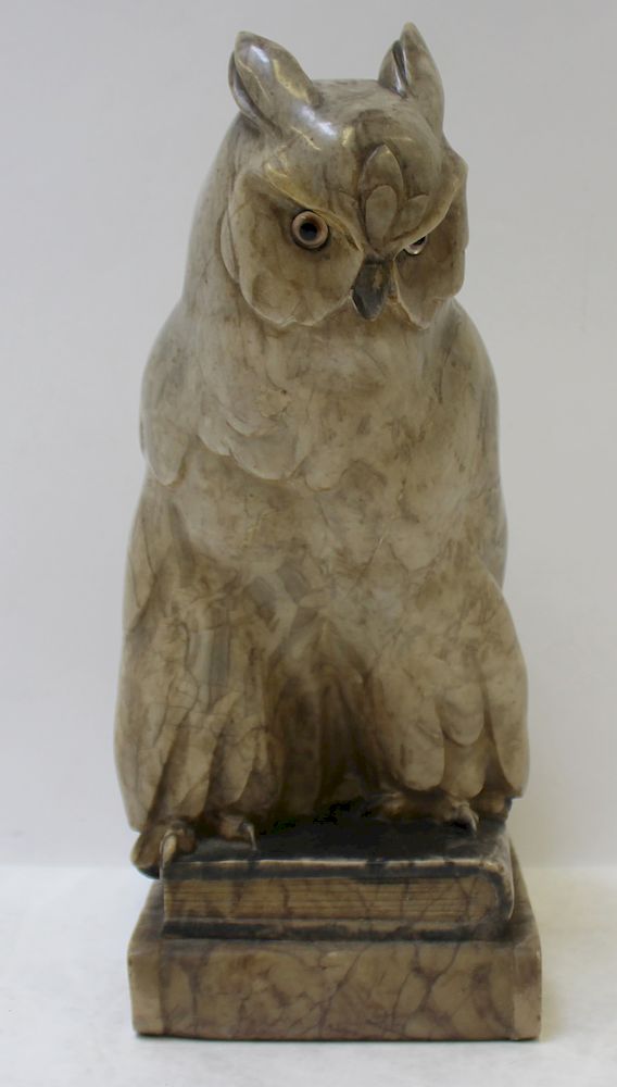 Appraisal: Antique Marble Owl On Books Sculpture Nicely executed apparently unsigned