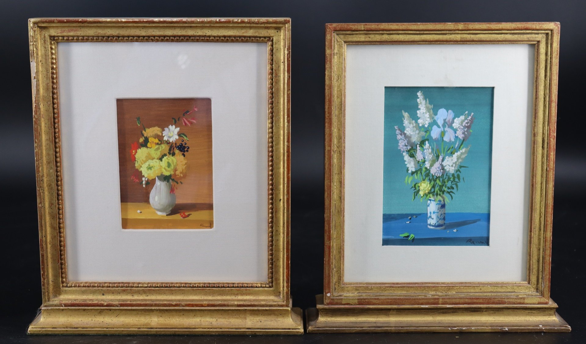 Appraisal: FERNAND RENARD FRENCH - Two framed Floral Still life portraits