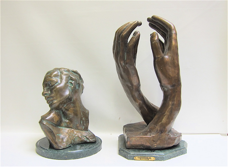 Appraisal: TWO BRONZE SCULPTURES AFTER AUGUSTE RODIN French - of Eve