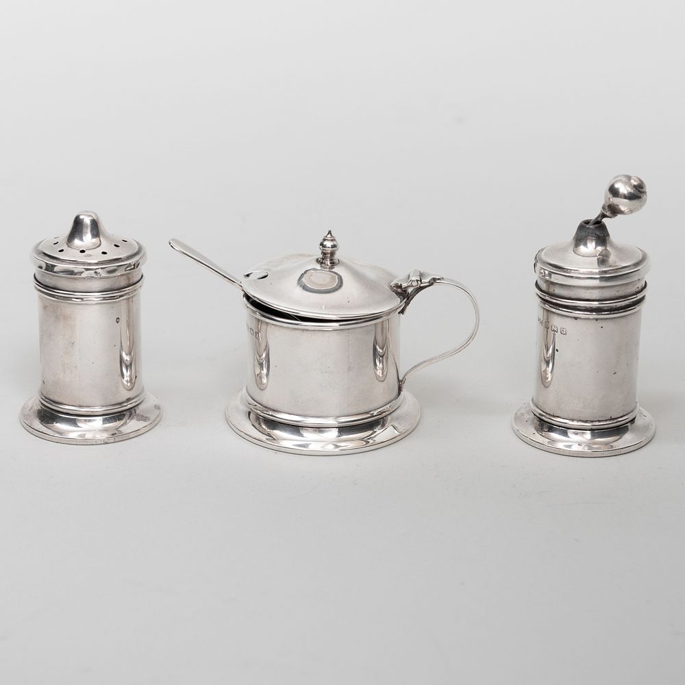 Appraisal: George V Silver Traveling Condiment Set Marked Turner Somers Birmingham