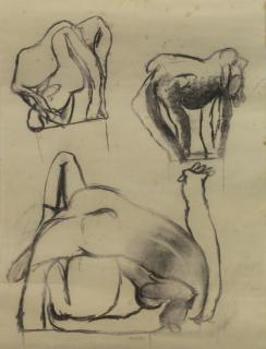 Appraisal: WHITELEY Brett Charcoal on Paper Figure Study Signed lower center