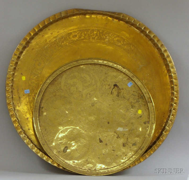 Appraisal: Two Middle Eastern Brass Trays