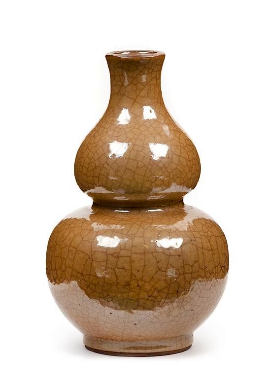 Appraisal: A Ge-Type Porcelain Gourd Vase Height inches A Ge-Type Porcelain