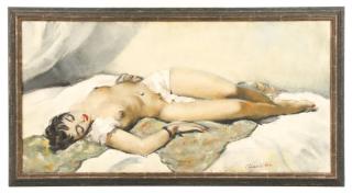 Appraisal: Cesar Vilot Reclining Female Nude Oil Cesar Vilot French th