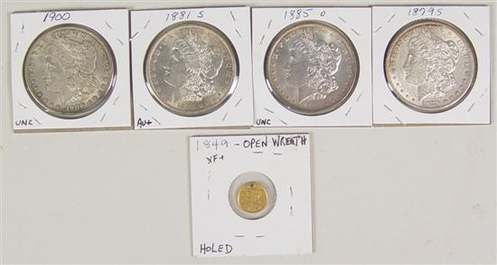 Appraisal: Four Morgan Dollars -S AU -S AU -O uncirculated and