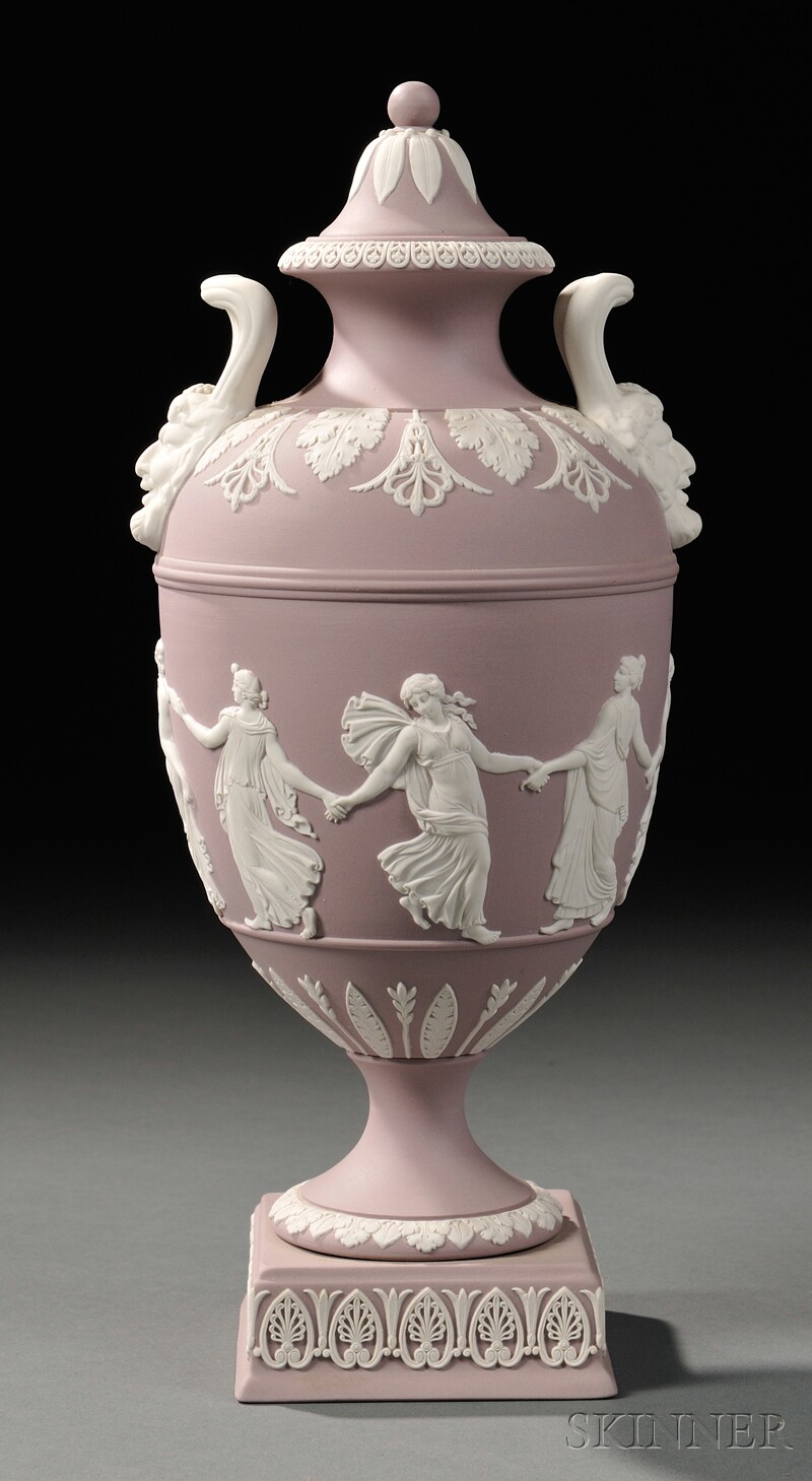 Appraisal: Wedgwood Solid Lilac Jasper Dancing Hours Vase and Cover England