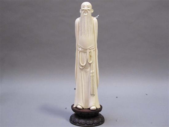 Appraisal: CHINESE CARVED IVORY FIGURE OF A BEARDED ELDER th C