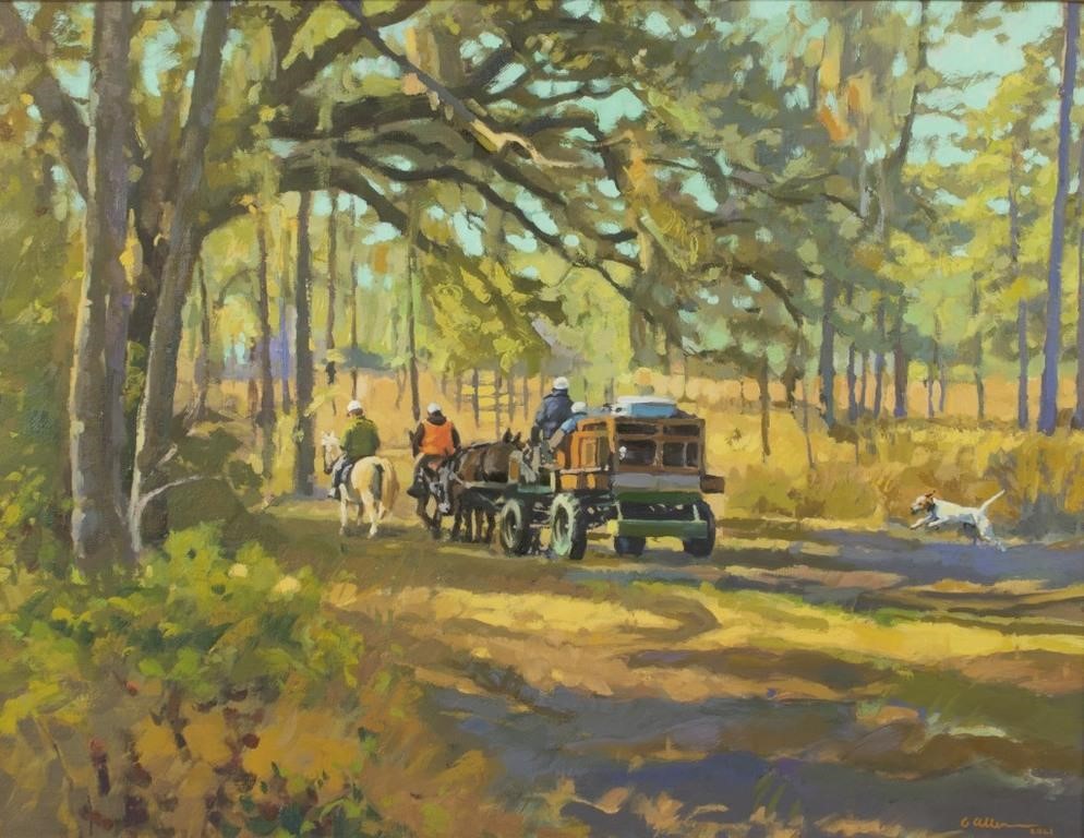 Appraisal: Quail Wagon signed and dated G Allen lower right oil