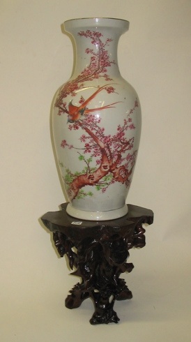 Appraisal: TWO CHINESE ARTICLES One is a porcelain tall vase hand