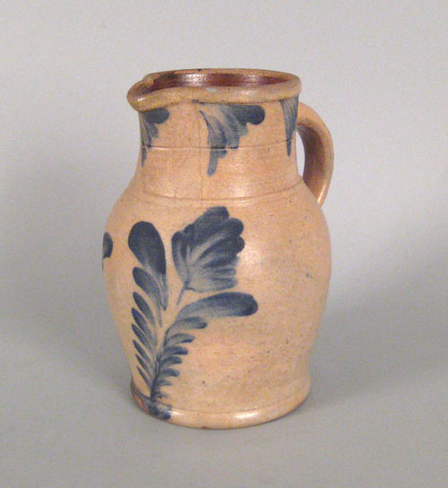 Appraisal: Pennsylvania stoneware pitcher attributed to Remmey th c with cobalt