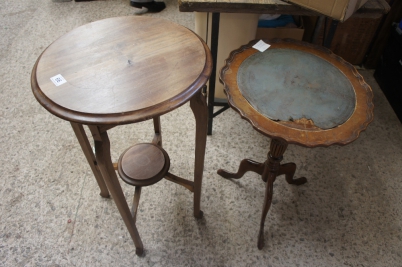 Appraisal: Oak occasional table and a wine table