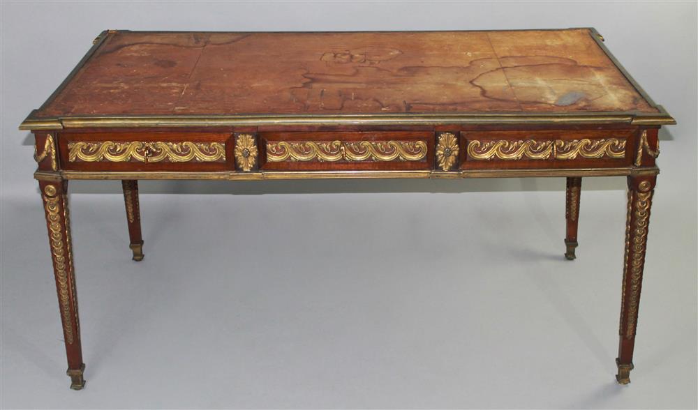 Appraisal: NAPOLEON III CHERRY AND GILDED BRASS WRITING DESK having a