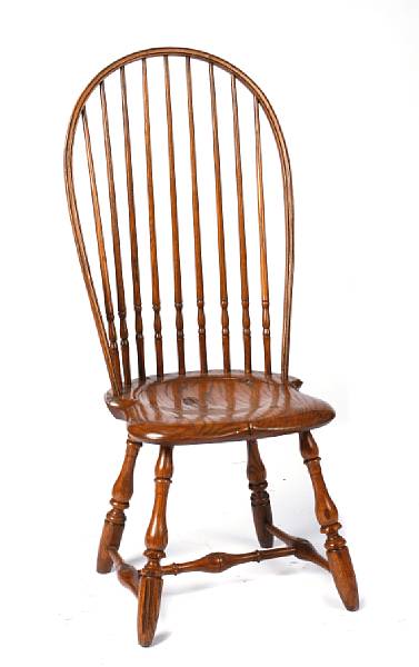 Appraisal: A set of four elm bowback windsor chairs height width