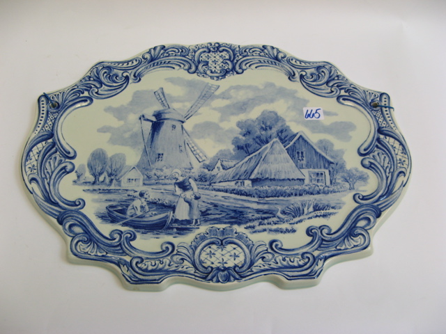 Appraisal: DELFT POTTERY BLUE WHITE WALL PLAQUE with windmill and water