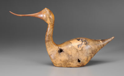 Appraisal: Burlwood Stylized Duck American carved of burlwood with walnut bill