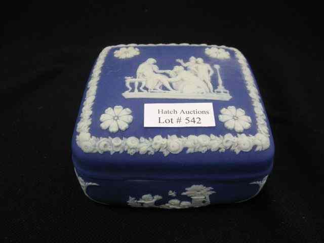 Appraisal: Wedgwood Dark Blue Jasperware Box classical scenes '' square excellent