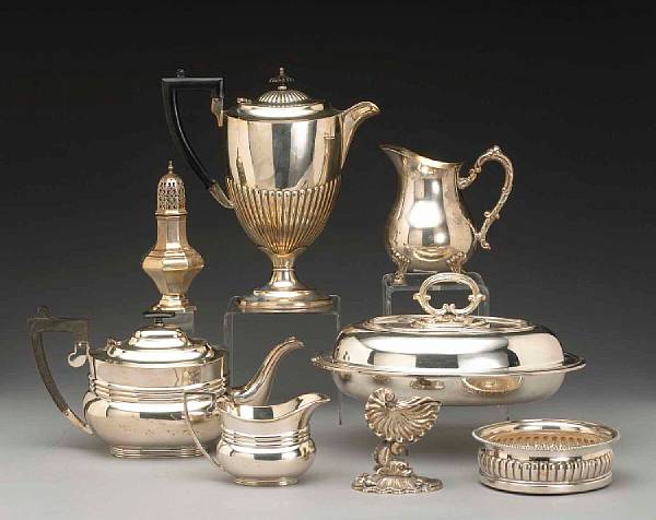 Appraisal: A quantity of plated table articles Including pairs Sheffield plate