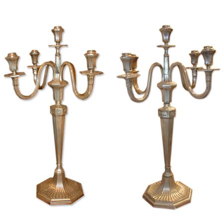 Appraisal: Pair of Continental George III Style Quality Silver Five-Light Candelabra