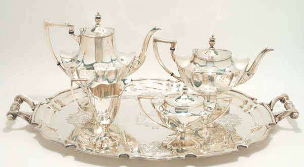 Appraisal: A silverplated tea set Includes coffee pot - tea pot