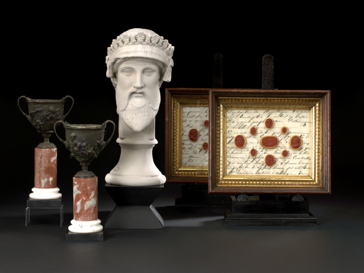 Appraisal: Good Pair of Shadowboxed Displays of Plaster Intaglios third quarter