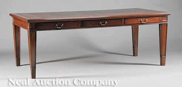 Appraisal: A George III-Style Mahogany Library Table rectangular top inset with